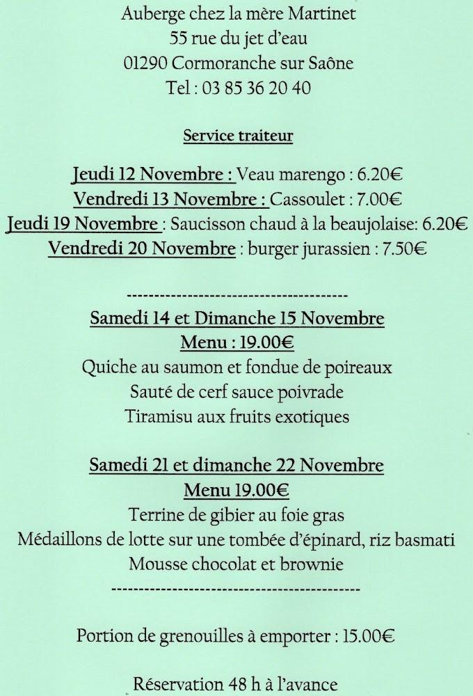 Auberge de la Mère Martinet - Menu Image 1